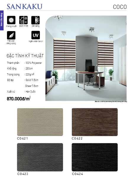 Rèm cầu vồng SKK bảng màu Coco văn phòng