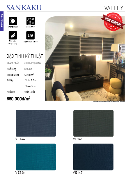 Rèm cầu vồng SKK bảng màu Valley xanh đậm