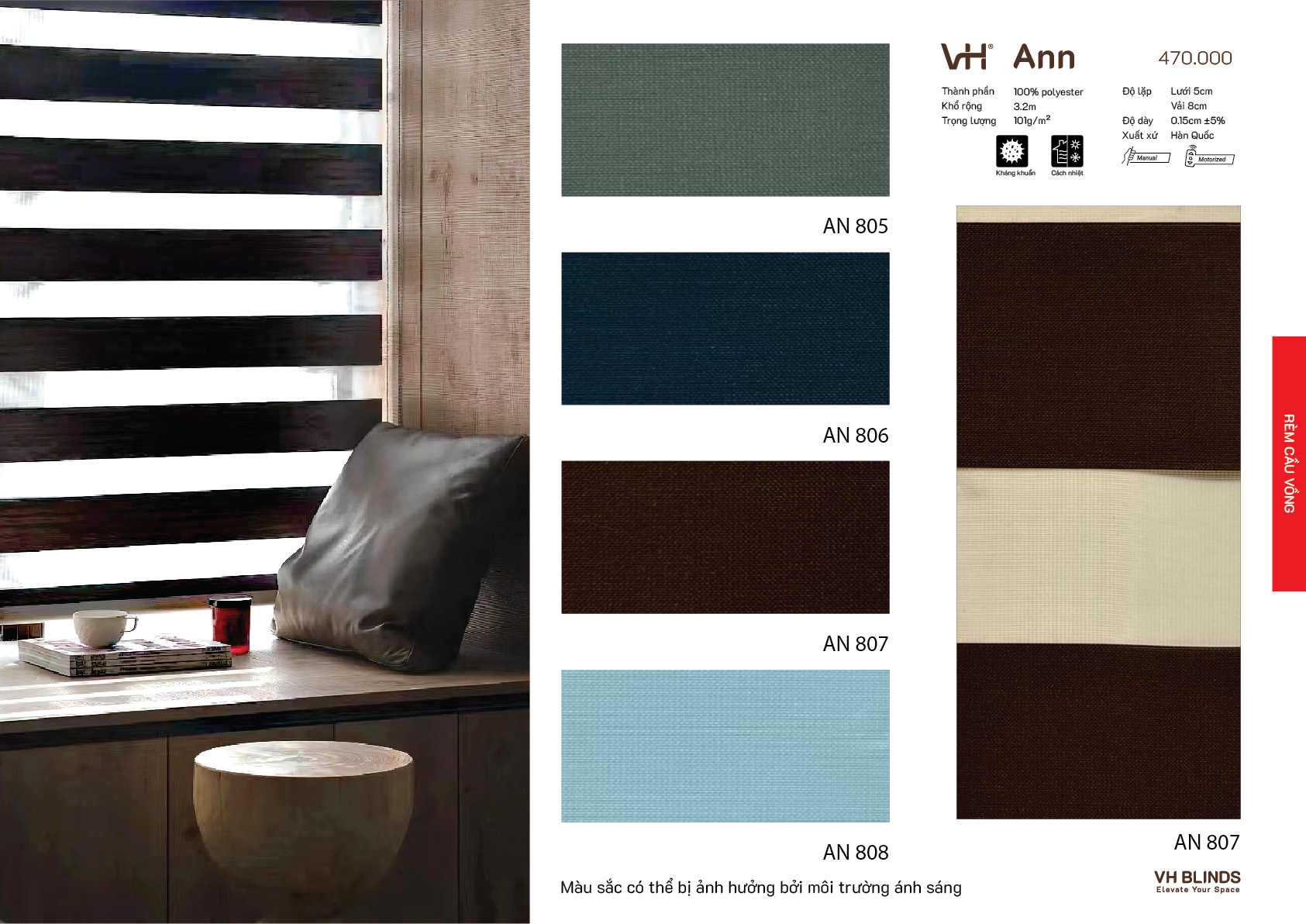 Rèm cầu vồng VH bảng màu Ann tiếp theo AN 807