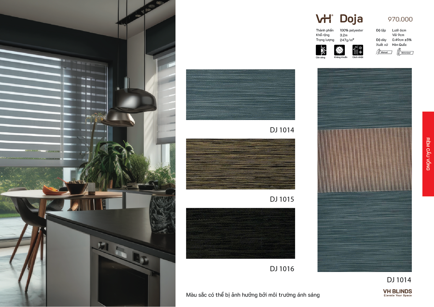 Rèm cầu vồng VH bảng màu Doja phòng bếp DJ 1014