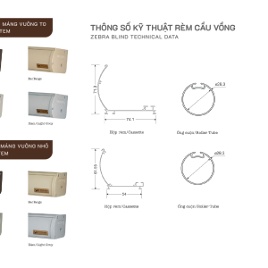 Rèm cầu vồng VH - thông số kỹ thuật hộp rèm và ống cuộn (hệ Grand, hệ Prime)