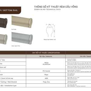 Rèm cầu vồng VH - thông số kỹ thuật thanh đáy và chi tiết vật liệu