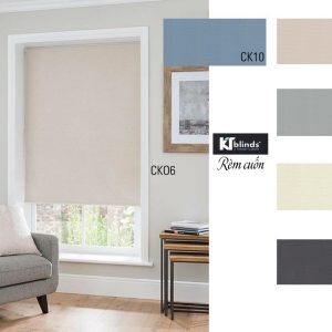 Rèm cuốn trơn phòng khách màu be nhạt KT CK06