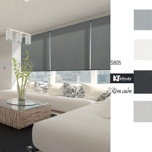 Rèm cuốn trơn phòng khách màu xám KT S805