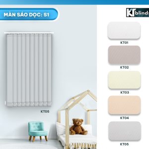 Rèm sáo dọc phòng trẻ em màu xám nhạt KT KT05