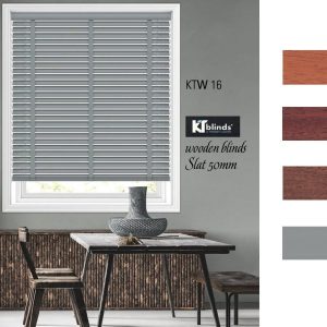 Rèm sáo gỗ phòng ăn màu xám KTW 16