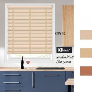 Rèm sáo gỗ phòng bếp màu be gỗ nhạt KTW 10