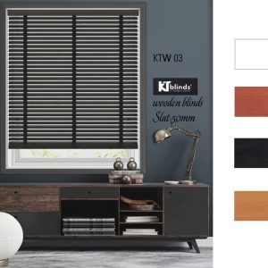 Rèm sáo gỗ phòng khách màu đen KTW 03