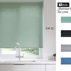 Rèm sáo nhôm phòng bếp màu xanh bạc hà KTA 12