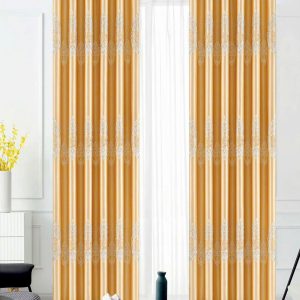 Vải gấm hoa văn damask cổ điển vàng đồng