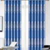 Vải gấm hoa văn damask cuộn lá xanh dương