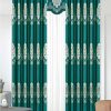 Vải gấm hoa văn damask cuộn lá xanh ngọc
