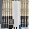 Vải hoa văn HT huy chương baroque sóng kem xám đen