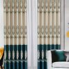 Vải hoa văn HT huy chương baroque sóng kem xanh lá đậm
