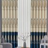 Vải hoa văn HT nụ hoa tulip nhọn kem xanh navy