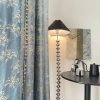 Vải in hoa cành cây phong cách Á Đông màu xanh dương