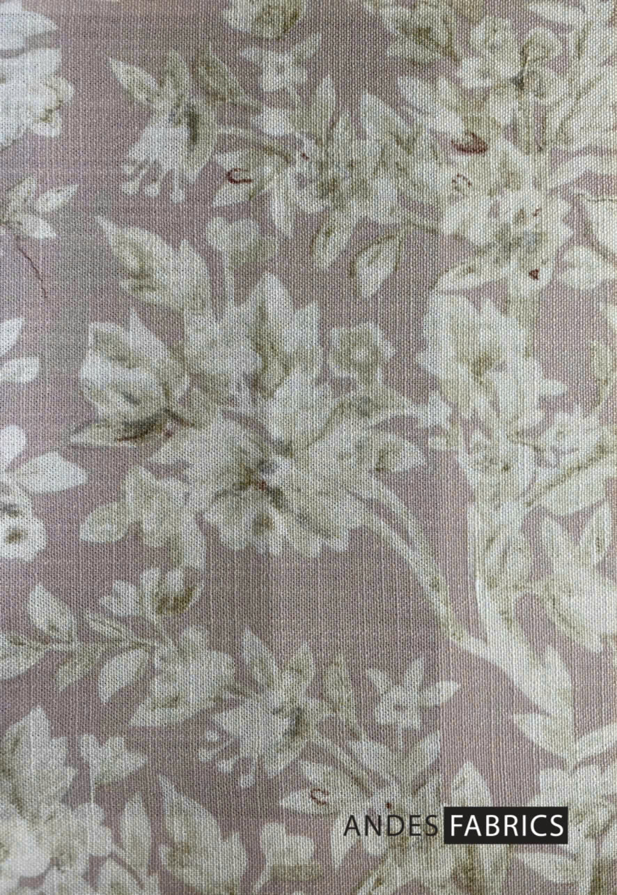 Vải in hoa damask nền hồng tím nhạt