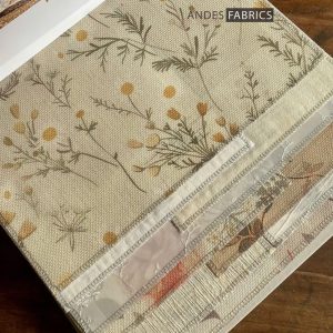 Vải in họa tiết hoa cúc đồng vàng cành kim