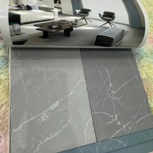 Vải in vân đá kim tuyến xám xanh
