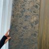 Vải jacquard thêu cảnh rừng nhiệt đới chim thú màu xanh dương