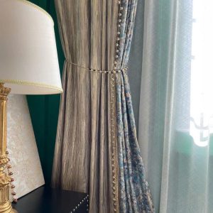 Vải vân hội họa trừu tượng loang màu xanh teal