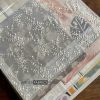 Vải voan thêu nhánh hoa nhỏ tán xám bạc